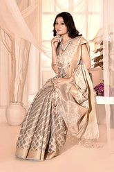 Silver Grey Banarasi Tissue Handloom Saree